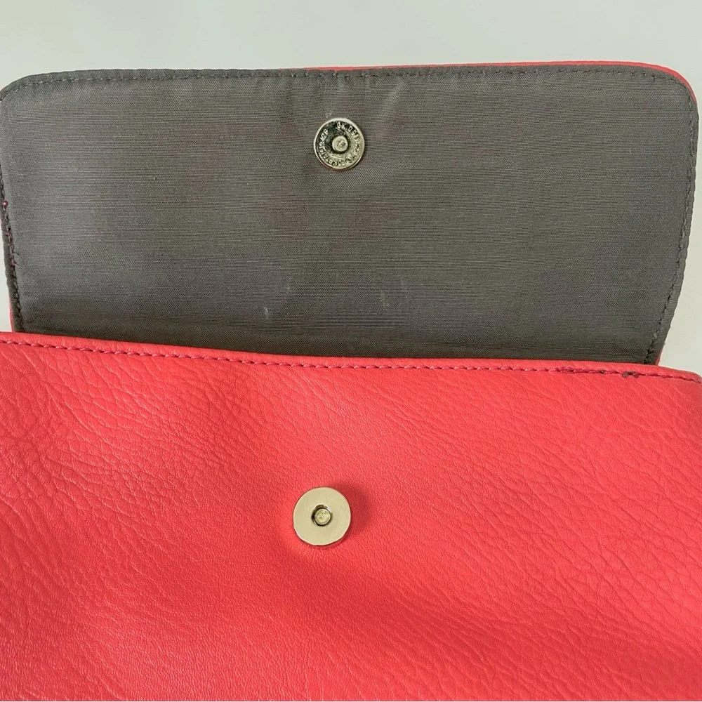Women's Coral Pebbled Wristlet Clutch Asymmetrical Purse Bag